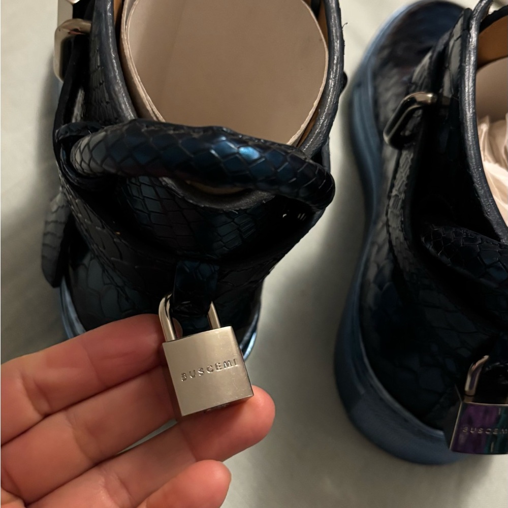 Buscemi Navy Python-Embossed Sneakers - Picture 4 of 9